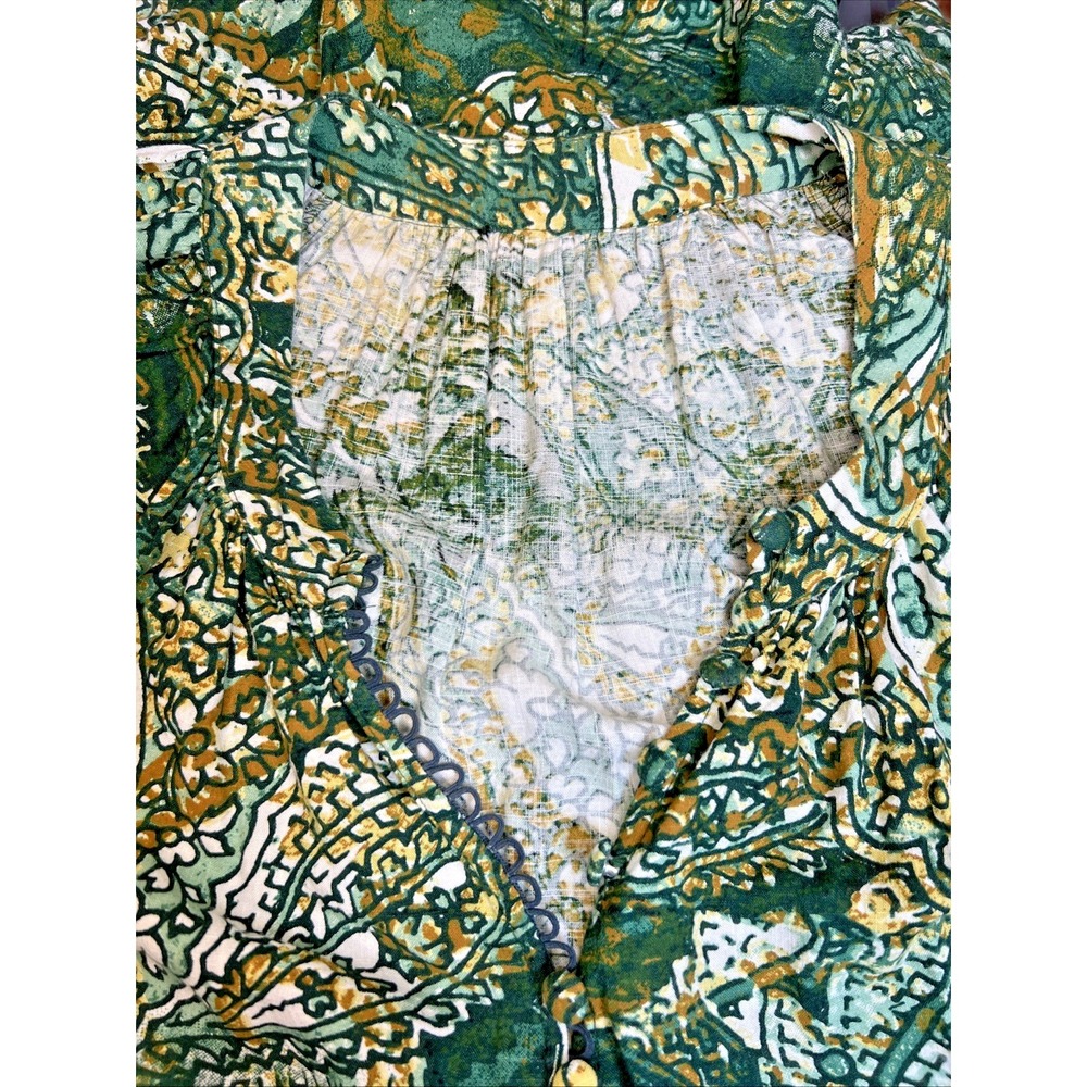 City Chic Paisley Boho Blouse Women's 1X Viscose India Loop Button V‑Neck Top - Picture 4 of 14